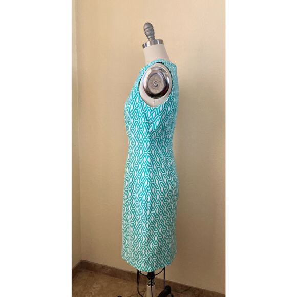 Mario Serrani Women's Sheath Dress Size 4 Green White Made In Italy - Picture 2 of 8